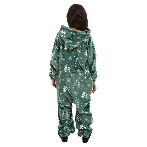 Snuggs Kids Blanket Onesie Green Christmas Tree